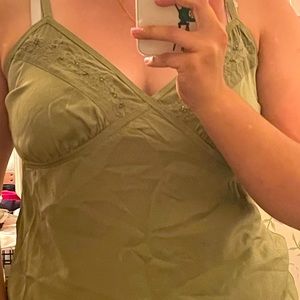 Olive Green Satin 2000s Tank